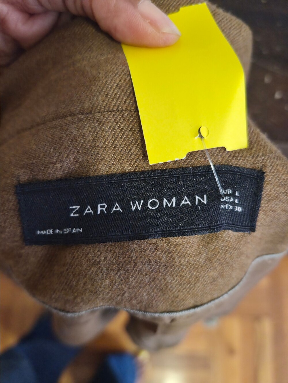 Zara Woman Double Breasted Camel Brown Tailored Blazer Size Large Office - Picture 5 of 6